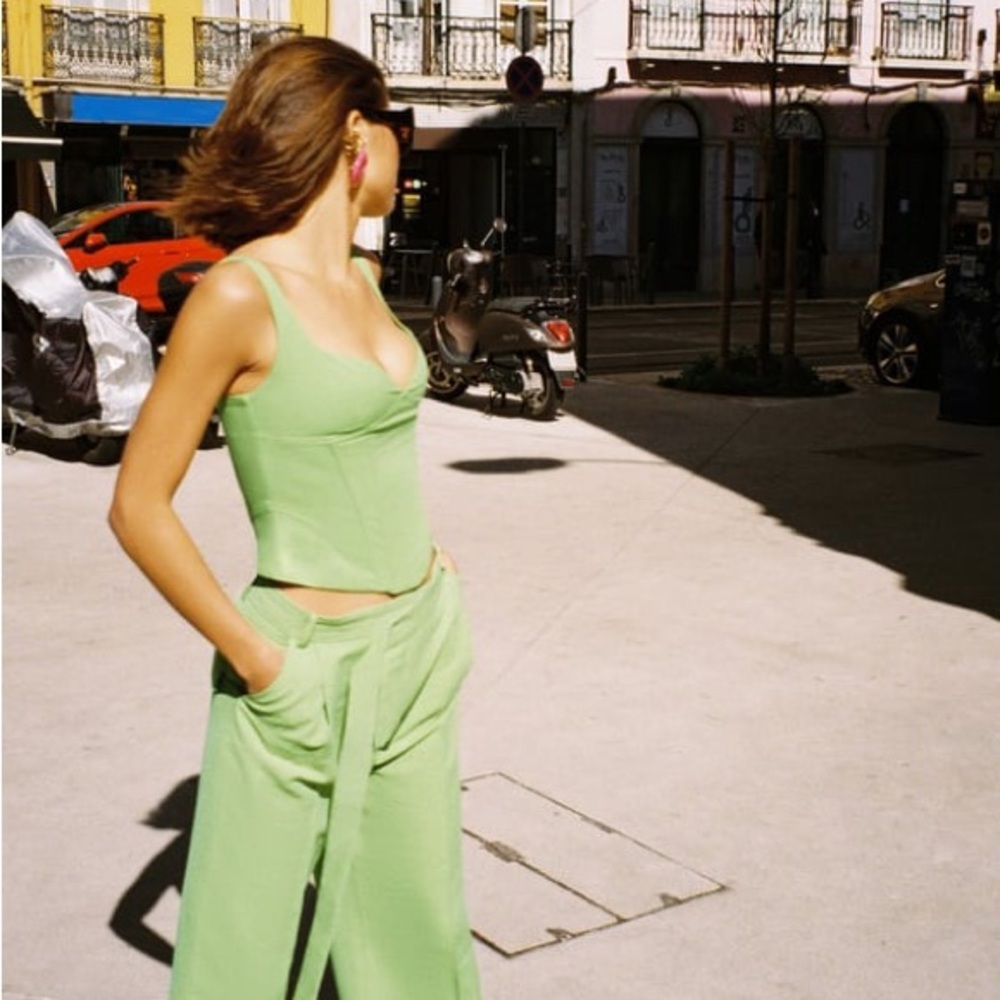 Zara Green Bustier Top